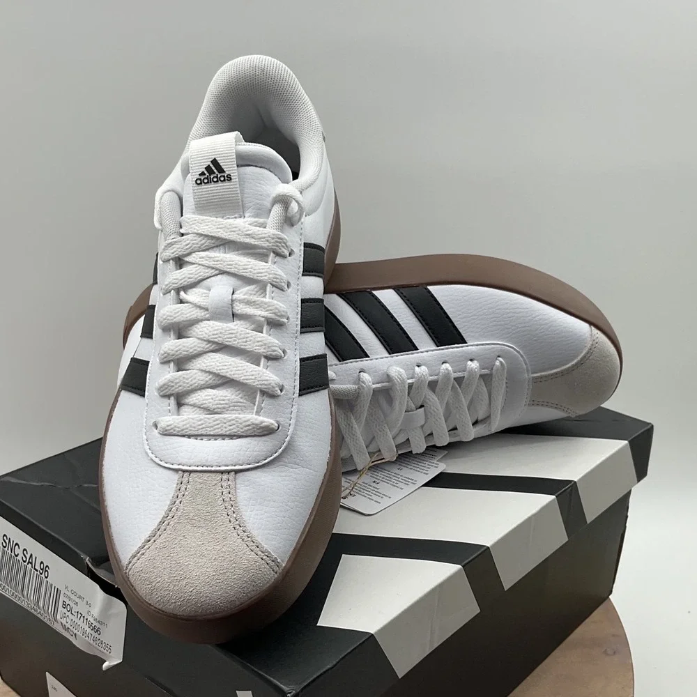 Adidas VL Court 3.0 Womens Sneakers White Black Gum ID8797 Size 9 NEW